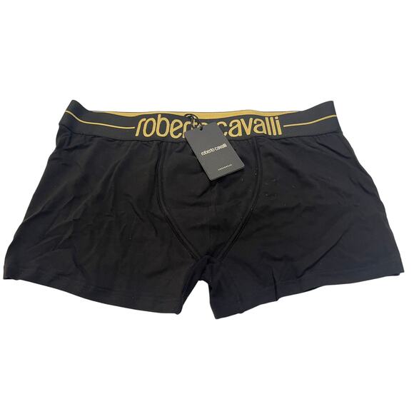 9-81 ROBERTO CAVALLI Men's Boxer Brief Underwear Knitted Panties Black XXL - Picture 1 of 6
